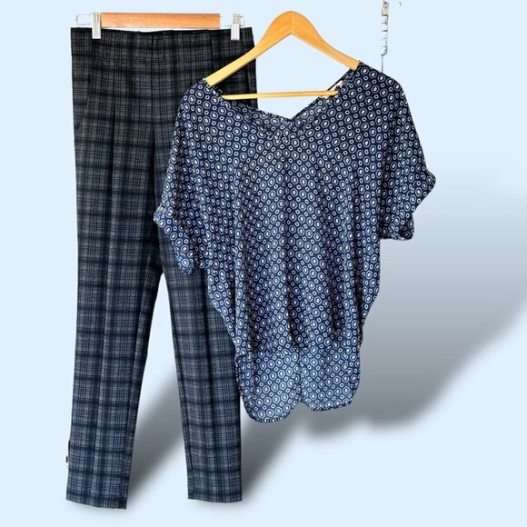 Cool fit for XS Girlie! Lush XS Blouse and Thalian Size 6 Plaid Stretch Trousers - Picture 1 of 13
